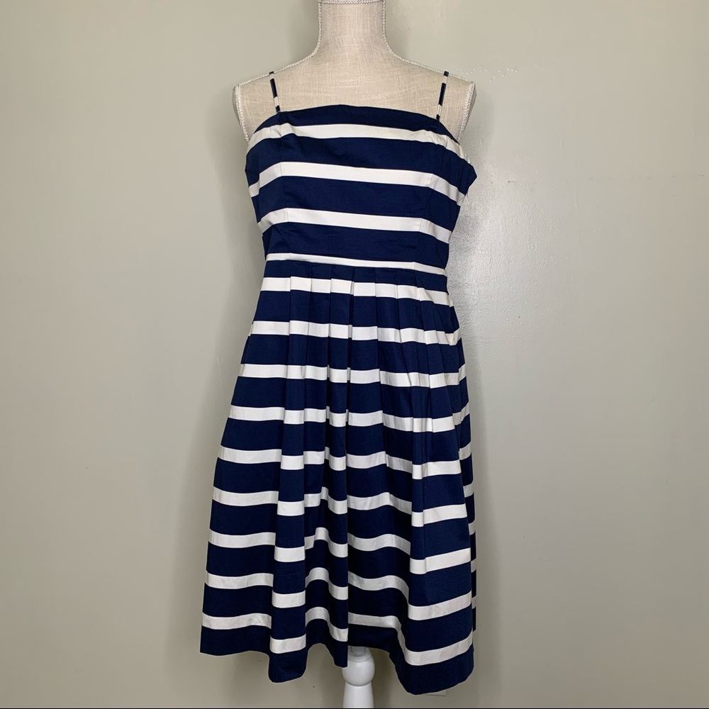 GAP Size 12 Blue and White Striped Fit & Flare Dress